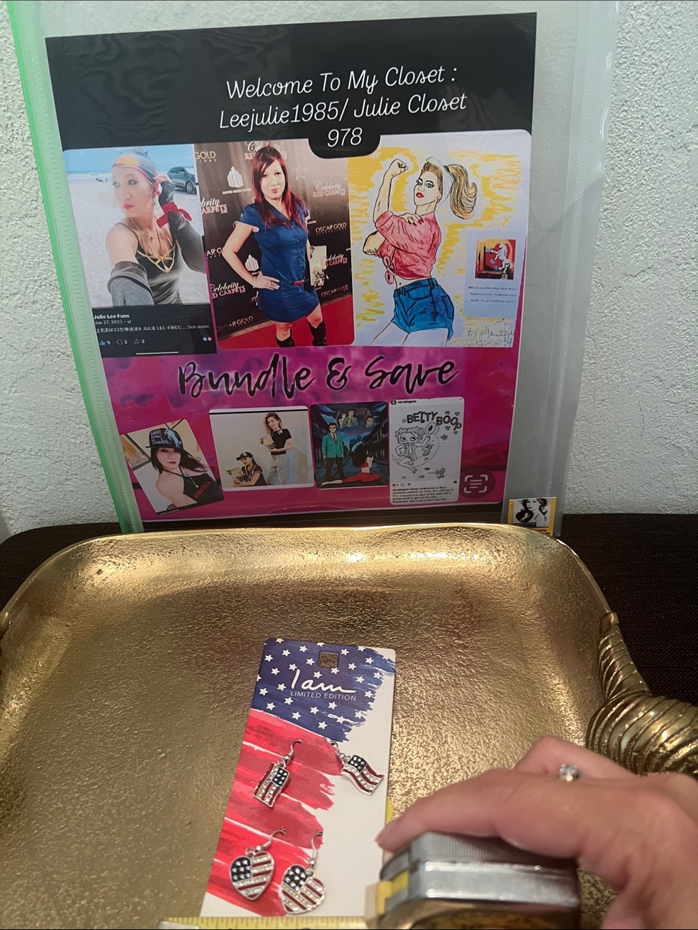 #2037**Patriotic Flag Dangle Earrings Set - Red White Blue - Picture 4 of 11